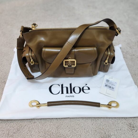 Chloe Camera Bag in Shiny Leather Color Dark Khaki - Picture 3 of 11